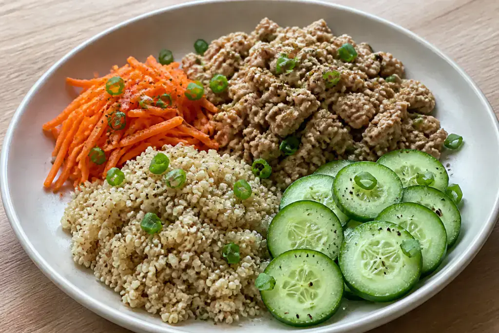 Afghan-Inspired Low-FODMAP-Style Turkey Quinoa Carrot Plate