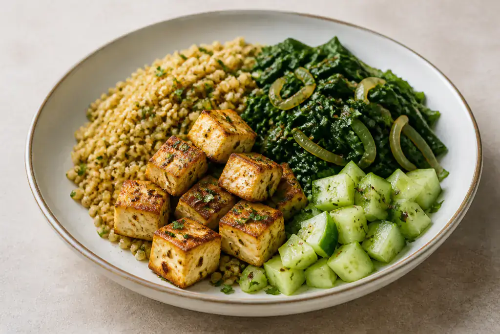 Algerian-Inspired PCOS-Friendly Paneer Millet Spinach Plate