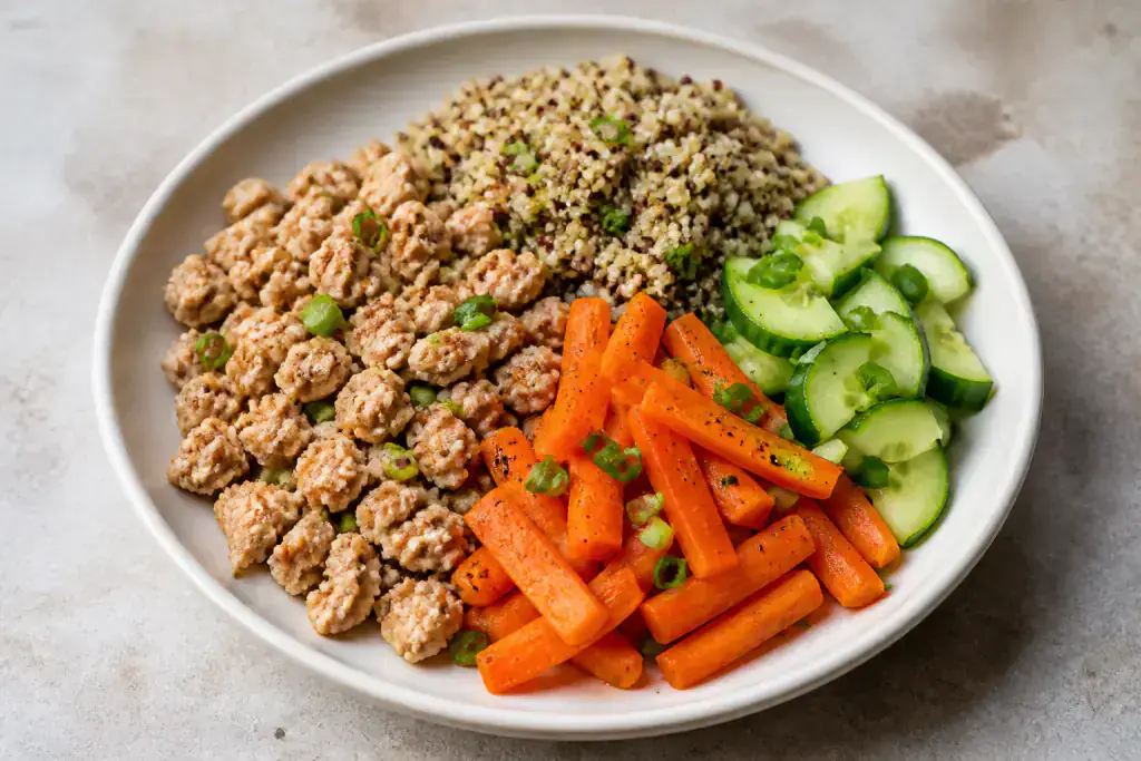 Armenian-Inspired Low-FODMAP-Style Turkey Quinoa Carrot Plate