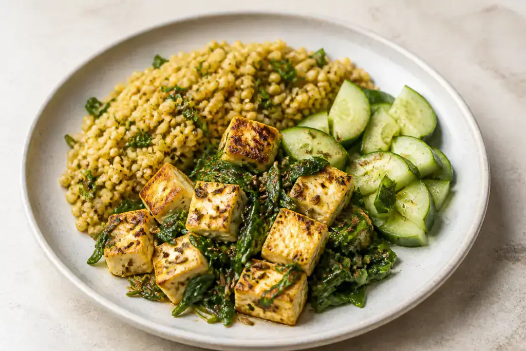 Armenian-Inspired PCOS-Friendly Paneer Millet Spinach Plate