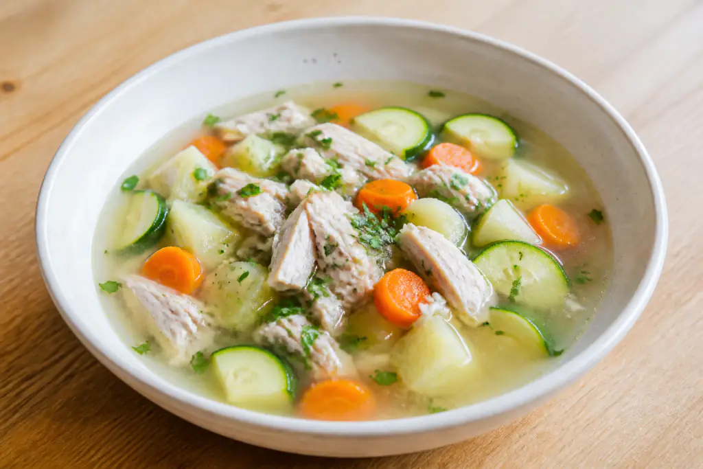 Austrian-Inspired GERD-Aware Turkey Potato Zucchini Soup