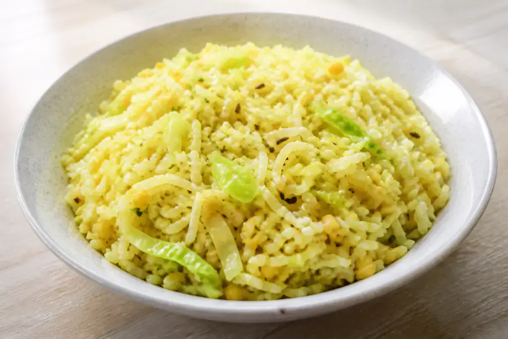Bangladeshi Moong Dal Cabbage Rice