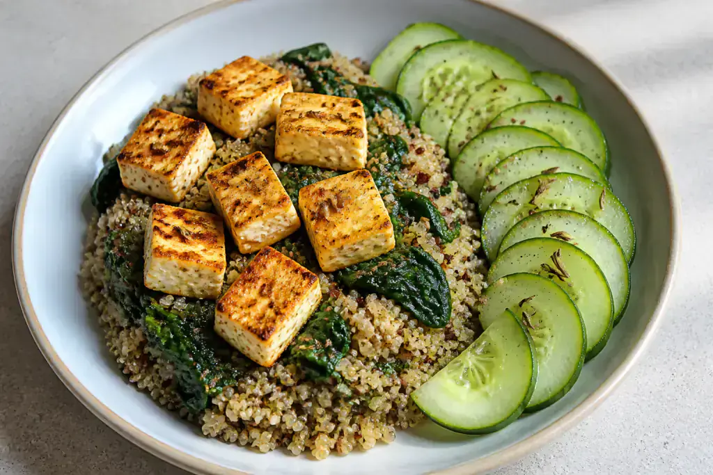 Brazilian Osteoporosis-Support Paneer Quinoa Cucumber Plate