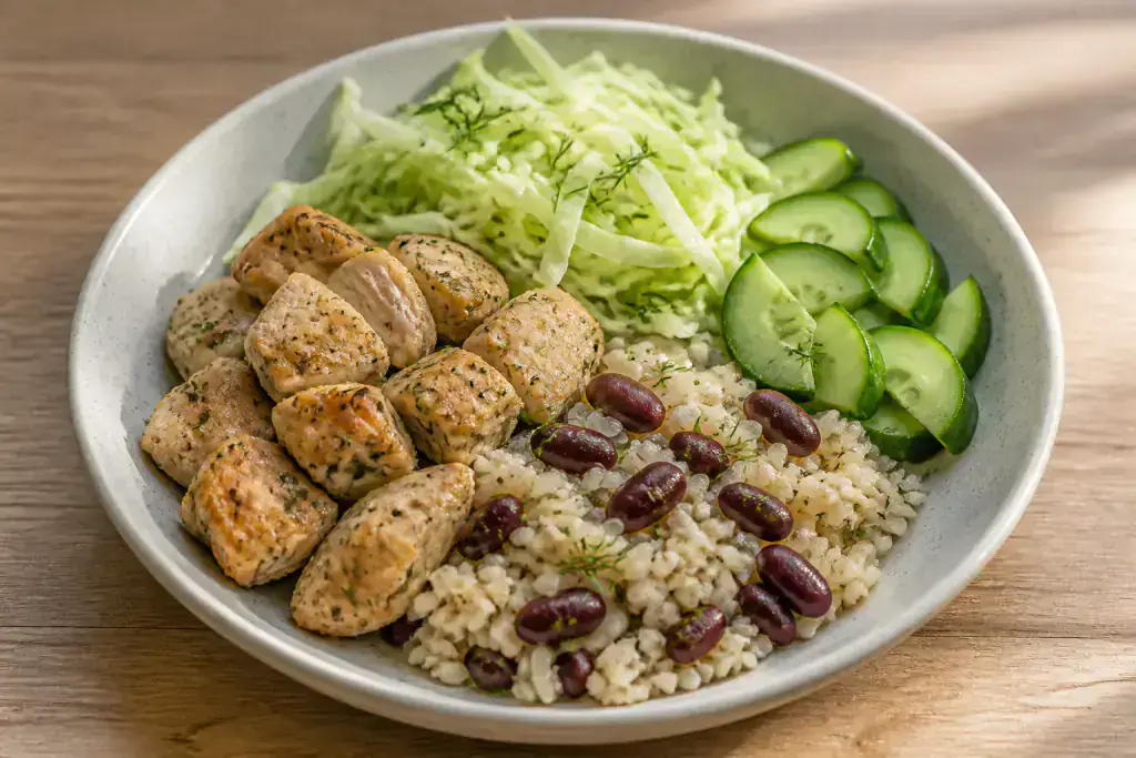 Chilean-Inspired Kidney-Caution Rice Cabbage Chicken Bowl