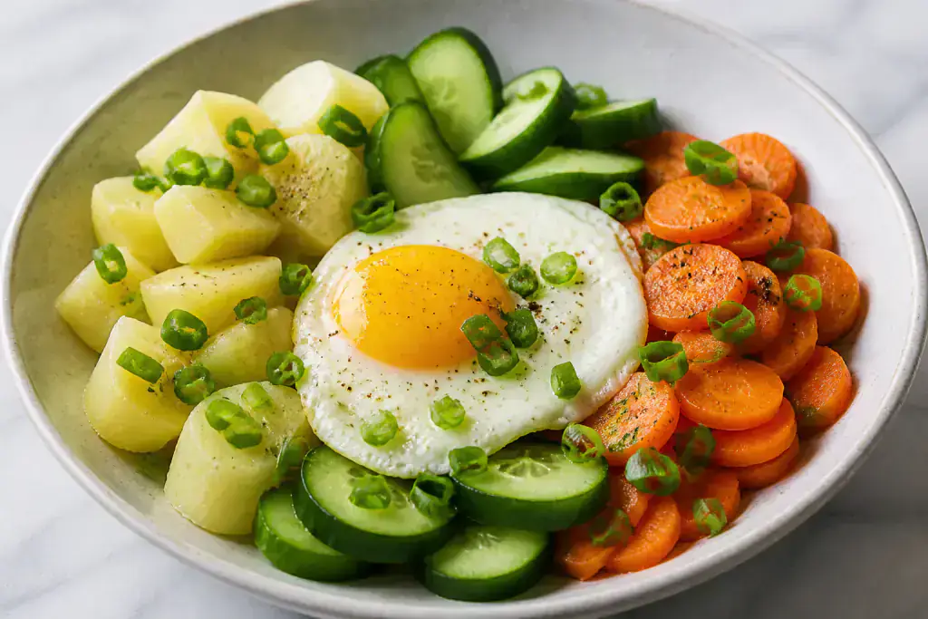 Chilean-Inspired Low-FODMAP-Style Egg Potato Carrot Bowl