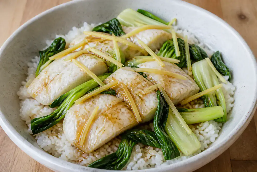 Chinese Ginger Fish Bok Choy Rice