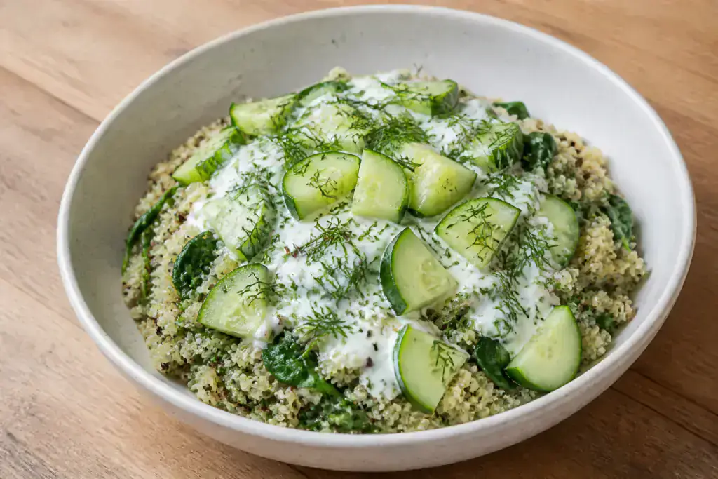 Chinese-Inspired Calcium-Support Yogurt Quinoa Cucumber Bowl