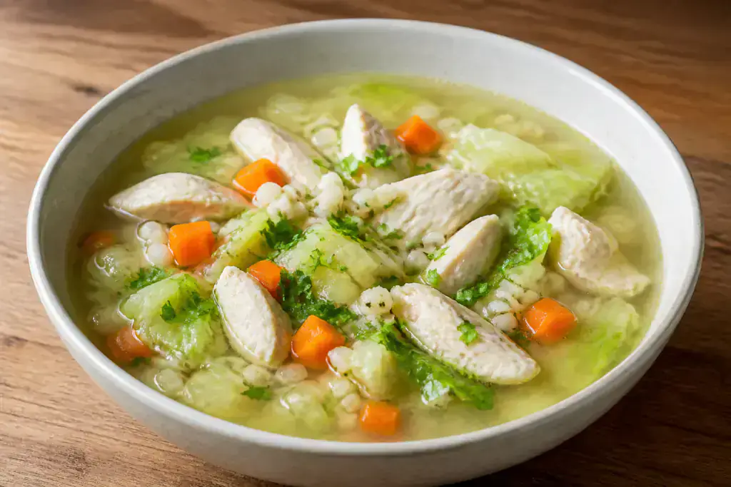 Chinese-Inspired Hypertension-Friendly Chicken Barley Cabbage Soup