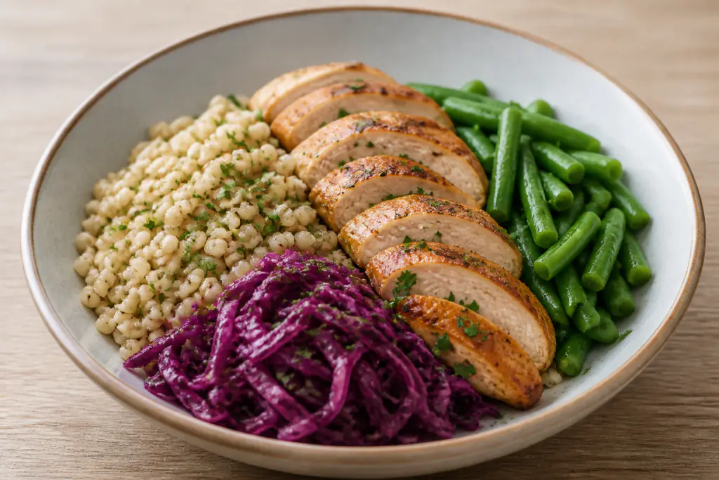 Costa Rican-Inspired Diabetes-Friendly Chicken Barley Green Bean Bowl