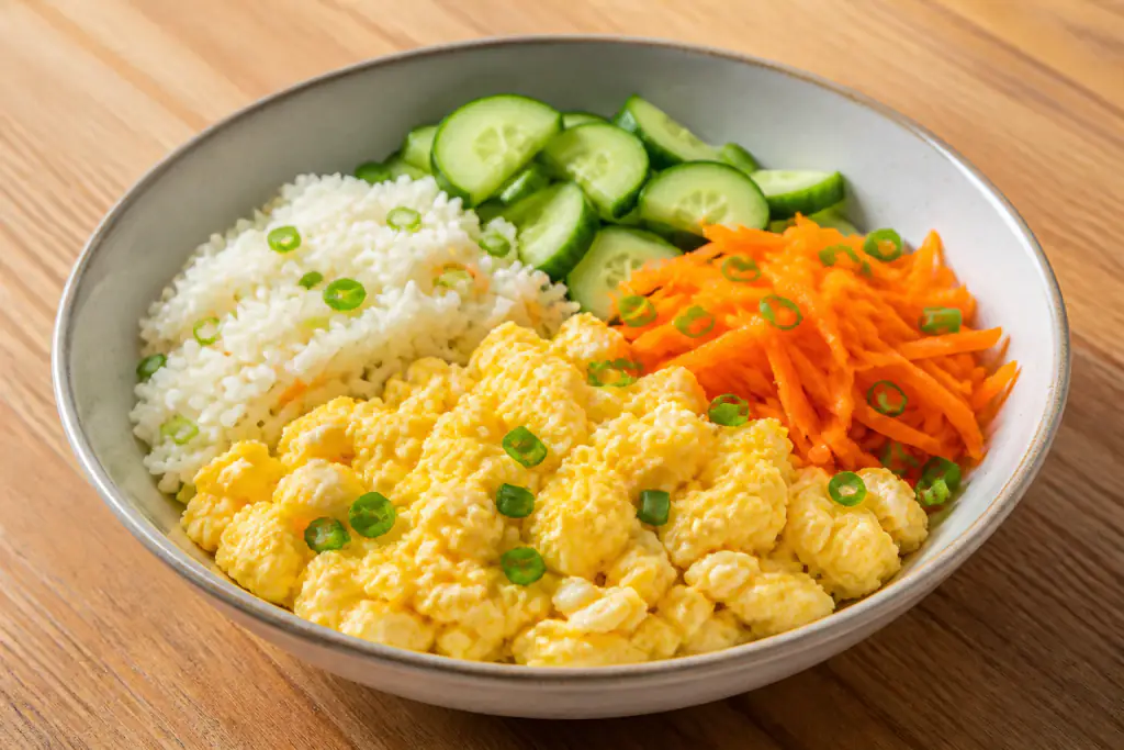 Costa Rican-Inspired Low-FODMAP-Style Egg Rice Carrot Bowl