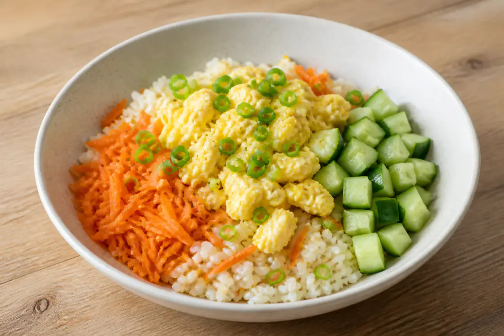 Croatian-Inspired Low-FODMAP-Style Egg Rice Carrot Bowl
