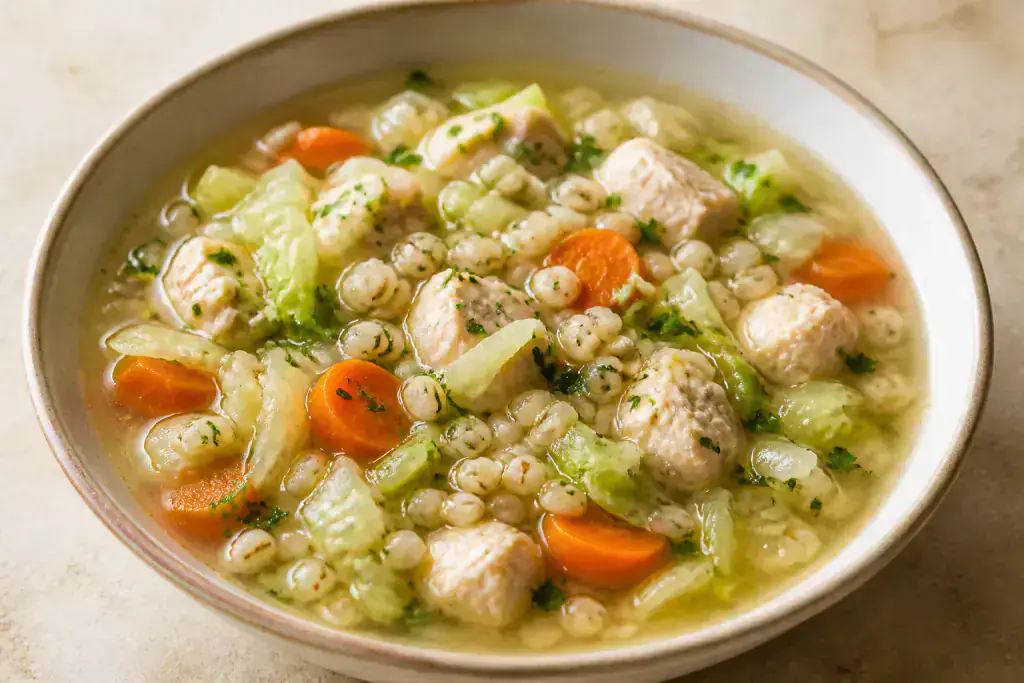 Cuban-Inspired Hypertension-Friendly Chicken Barley Cabbage Soup