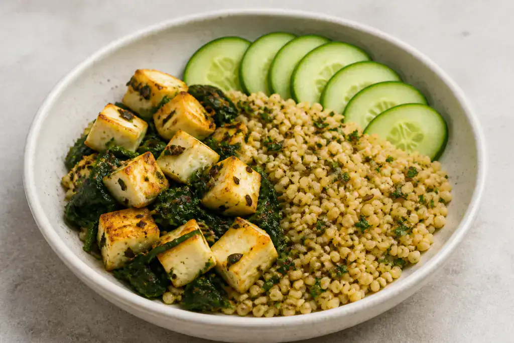 Czech-Inspired PCOS-Friendly Paneer Millet Spinach Plate