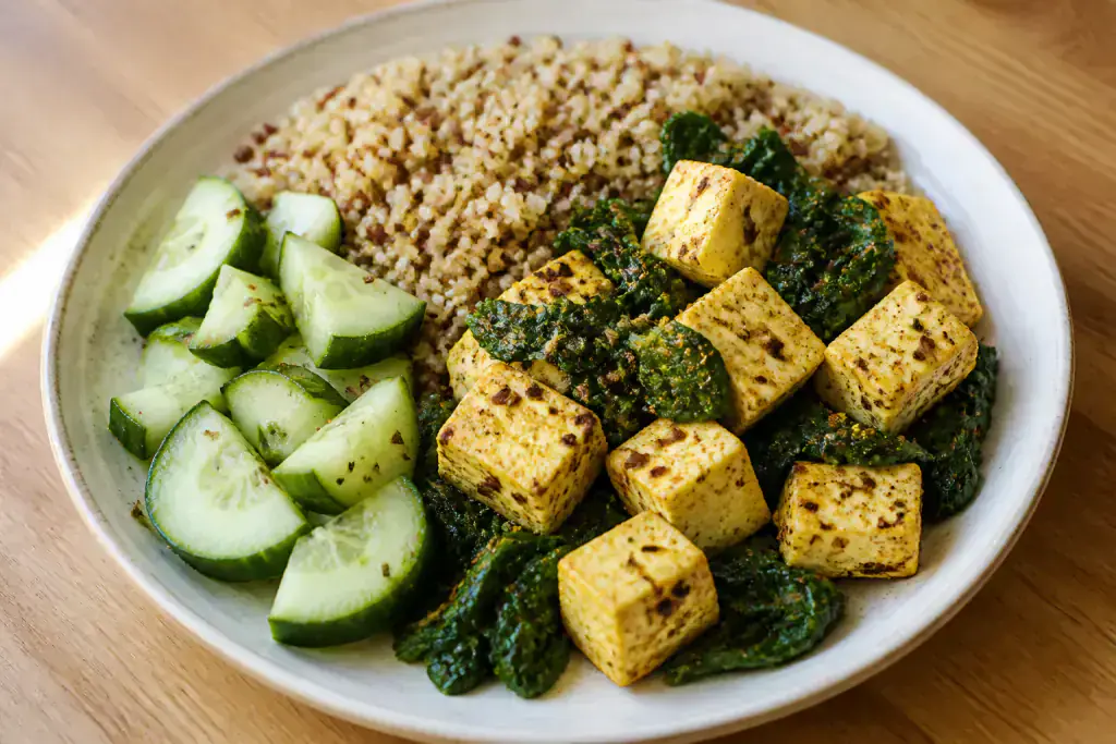 Ethiopian-Inspired Osteoporosis-Support Paneer Quinoa Cucumber Plate