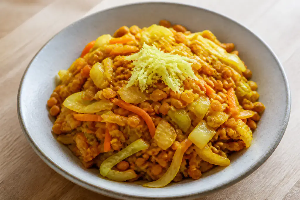 Ethiopian-Inspired Red Lentil Cabbage Bowl