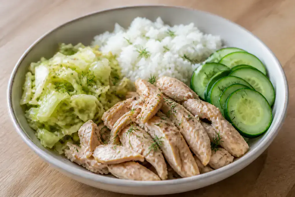 Filipino-Inspired Kidney-Caution Rice Cabbage Chicken Bowl