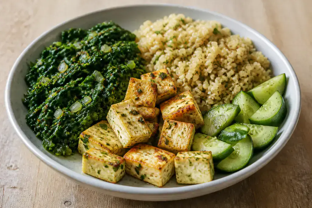 Georgian-Inspired PCOS-Friendly Paneer Millet Spinach Plate