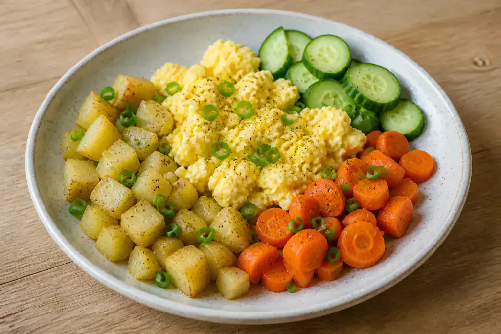 German-Inspired Low-FODMAP-Style Egg Potato Carrot Bowl