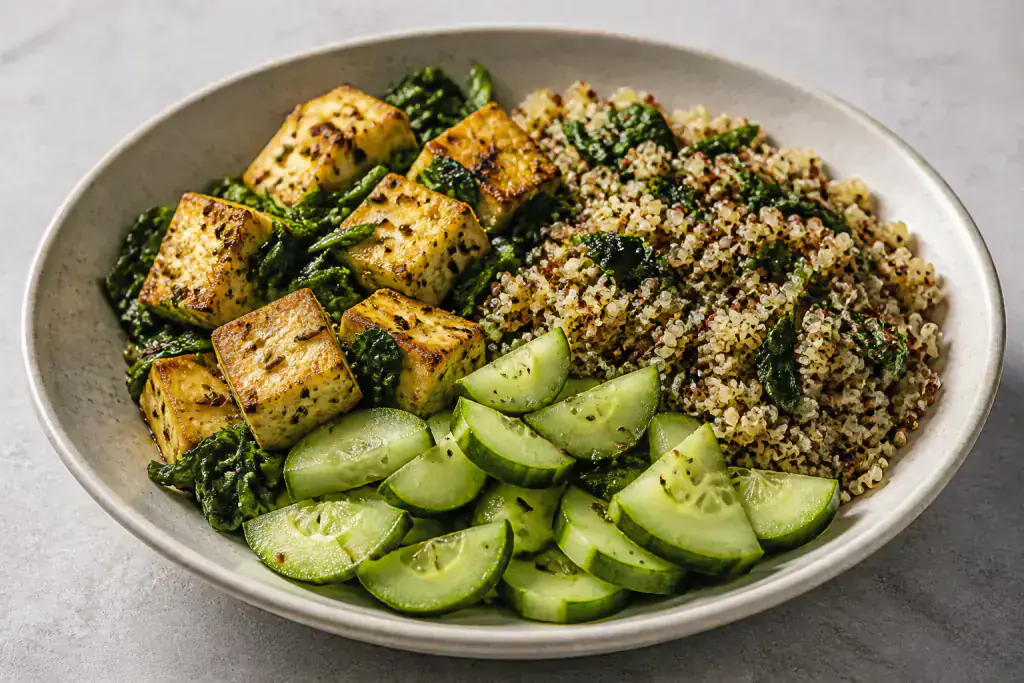 Ghanaian Osteoporosis-Support Paneer Quinoa Cucumber Plate