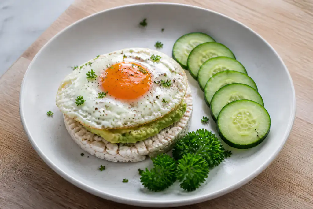 Avocado Egg Rice Cake Plate