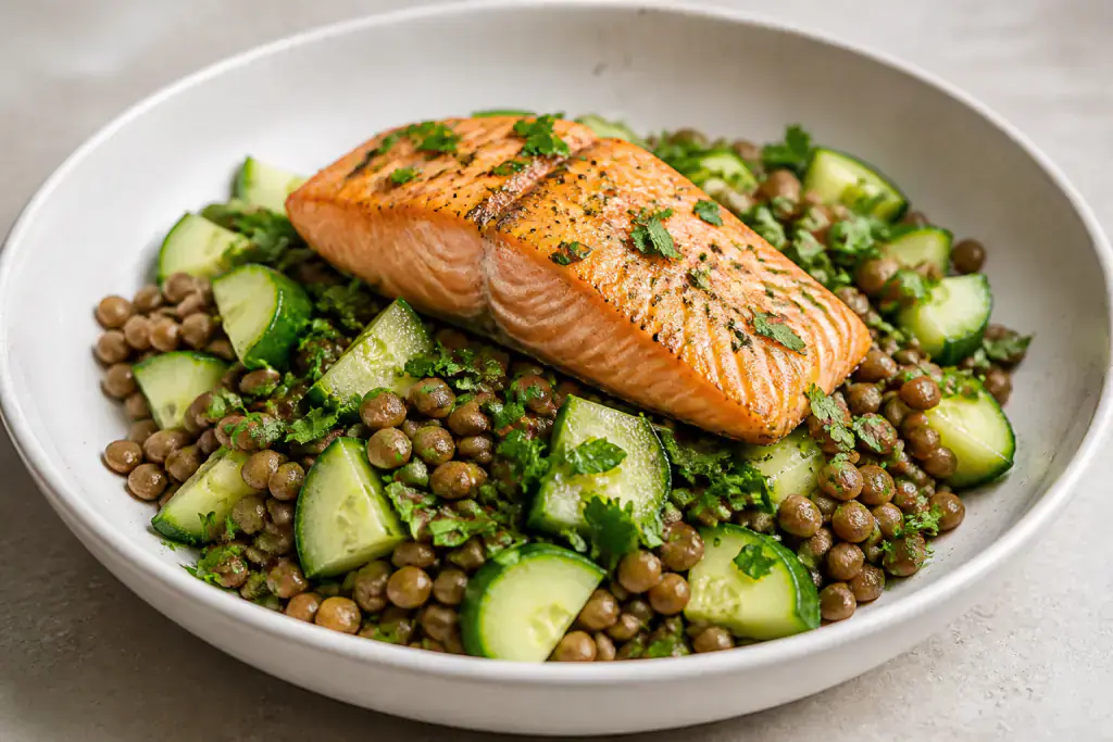 Menopause-Support Salmon Lentil Salad