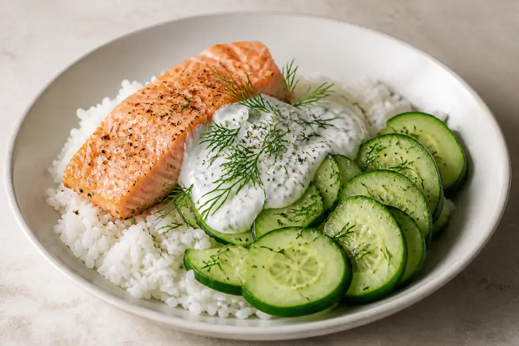 Osteoporosis-Support Yogurt Salmon Cucumber Bowl