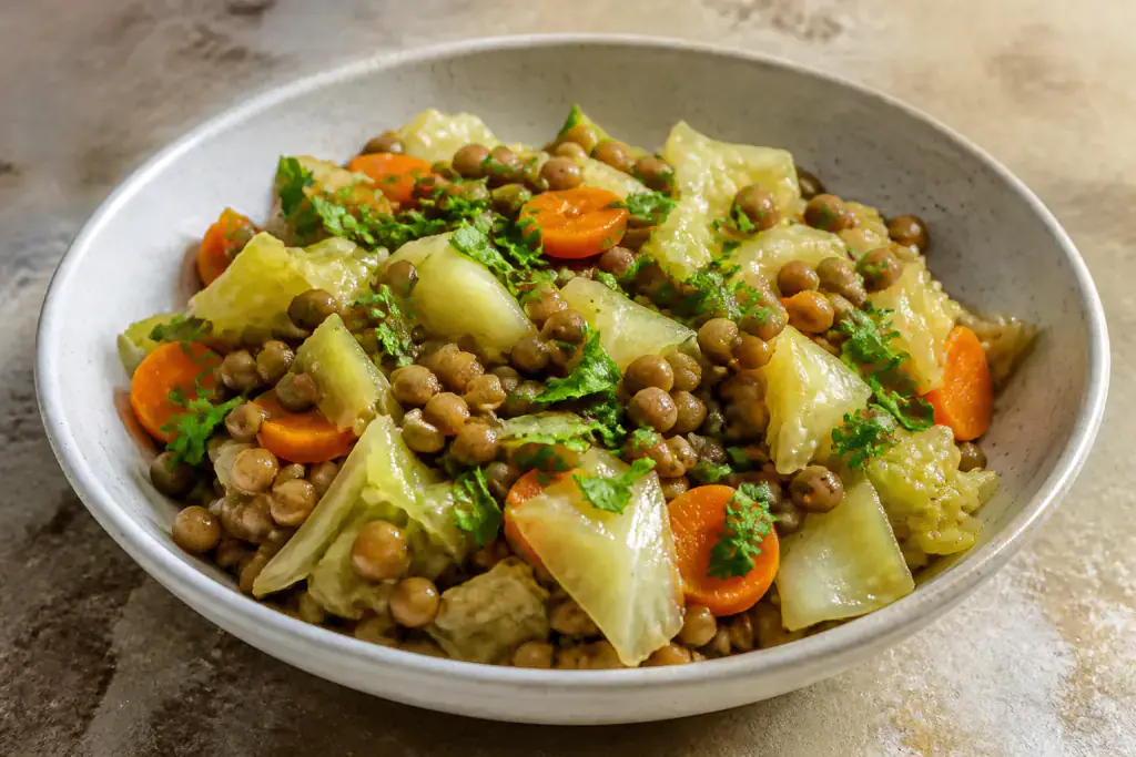 Greek Lentil Cabbage Olive Oil Bowl