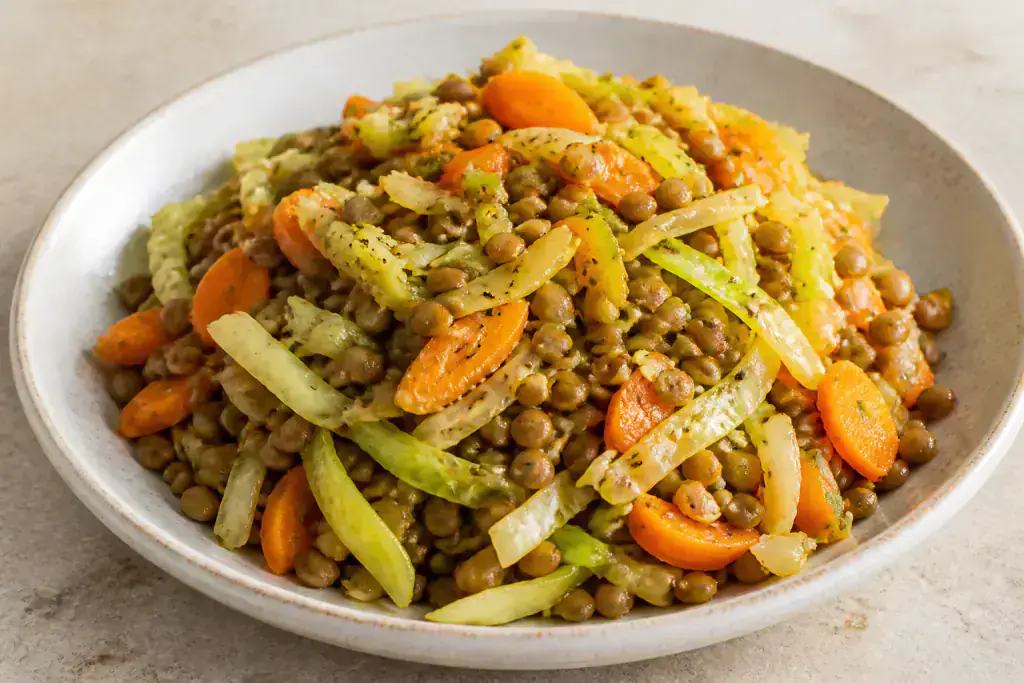 Greek Vegan Lentil Cabbage Carrot Bowl