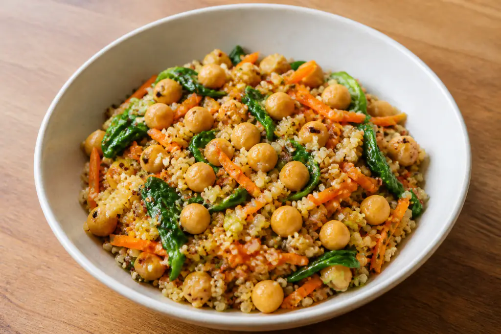 Haitian-Inspired Vegan Chickpea Quinoa Carrot Bowl