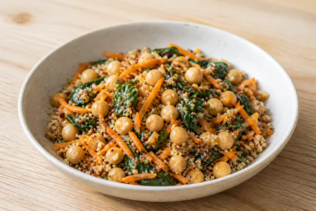 Icelandic-Inspired Vegan Chickpea Quinoa Carrot Bowl