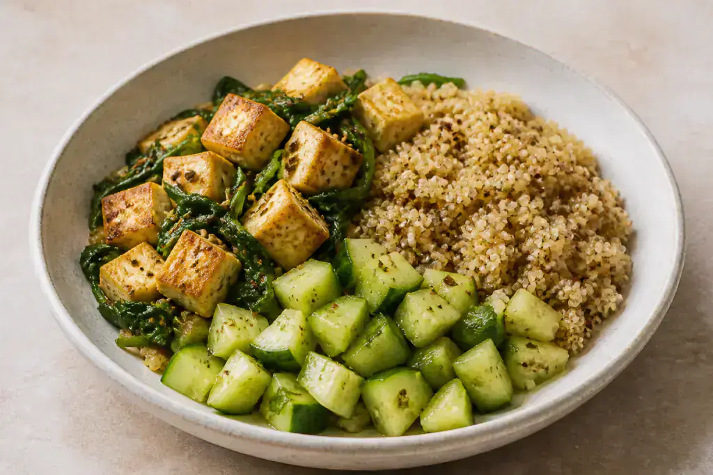 Indian Osteoporosis-Support Paneer Quinoa Cucumber Plate