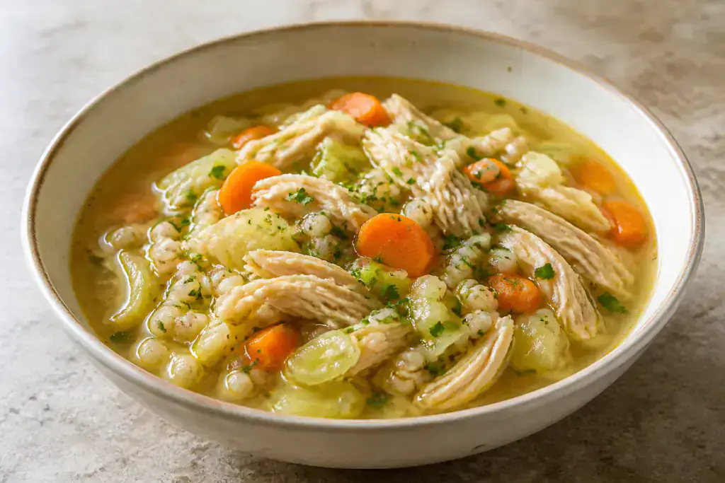 Italian-Inspired Hypertension-Friendly Chicken Barley Cabbage Soup