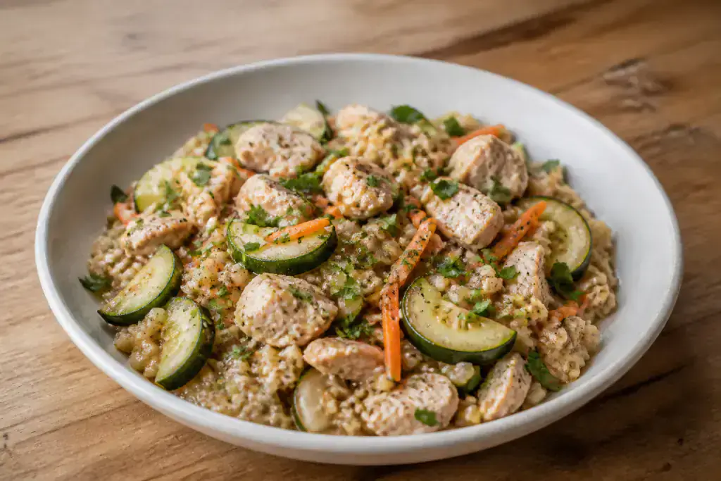 Jamaican-Inspired Fatty-Liver-Caution Turkey Oat Zucchini Bowl