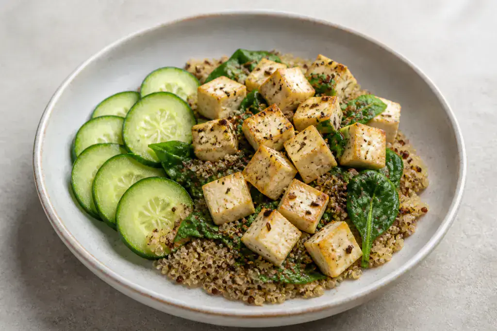 Japanese Osteoporosis-Support Paneer Quinoa Cucumber Plate