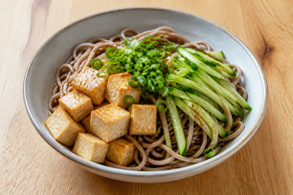 Japanese Tofu Soba Cucumber Bowl