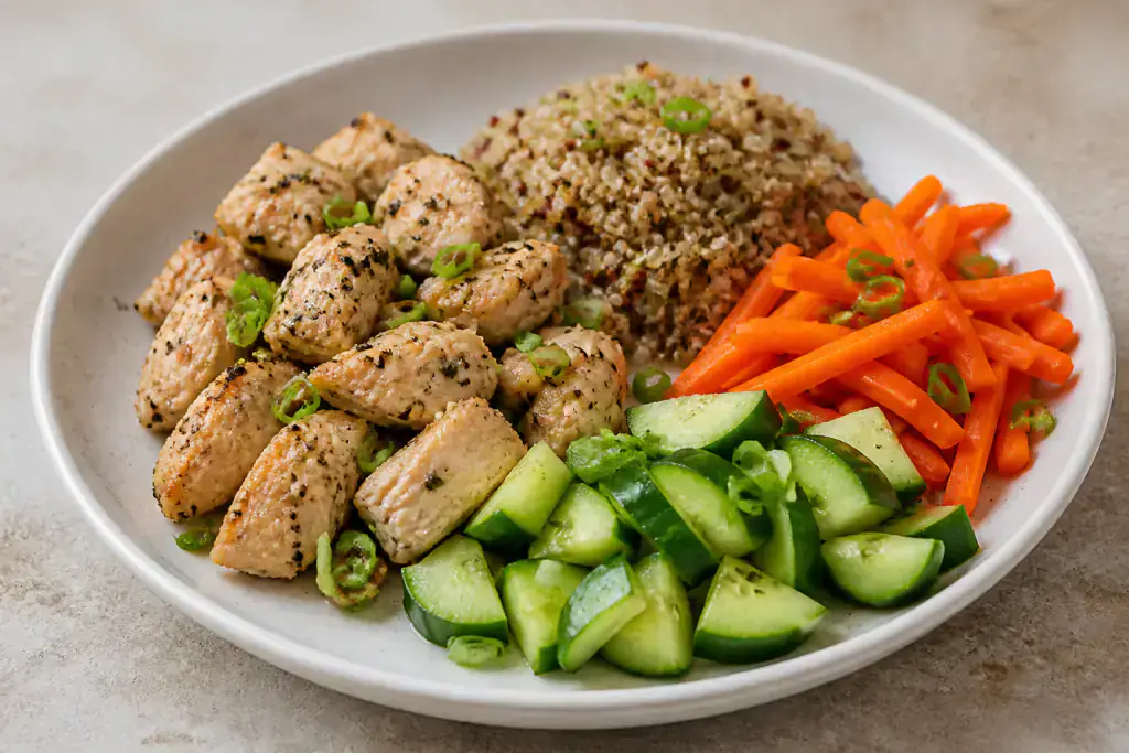 Jordanian-Inspired Low-FODMAP-Style Turkey Quinoa Carrot Plate