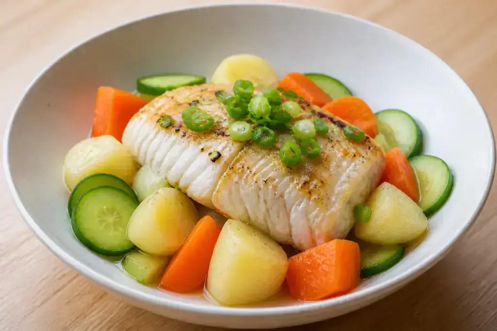 Korean Low-FODMAP-Style Fish Potato Carrot Bowl