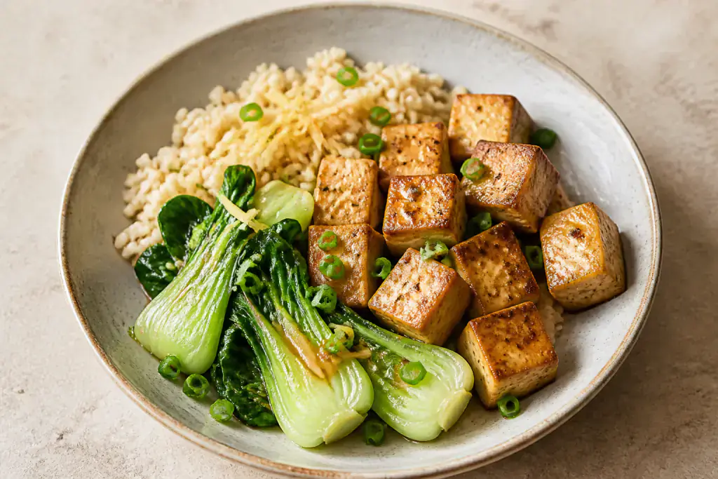 Korean-Style Tofu Bok Choy Brown Rice