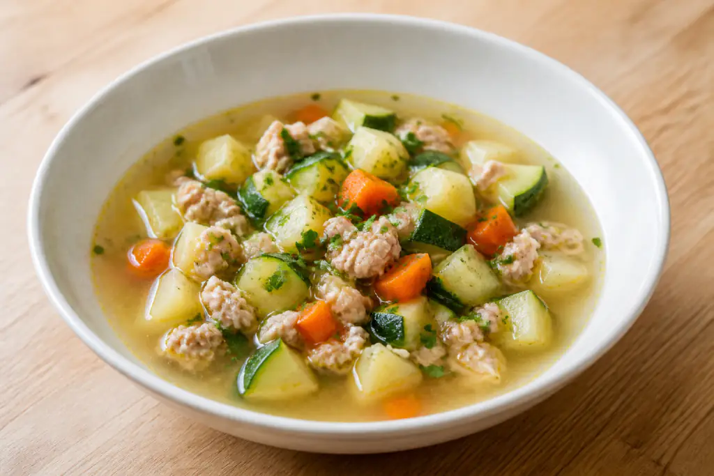 Latvian-Inspired GERD-Aware Turkey Potato Zucchini Soup