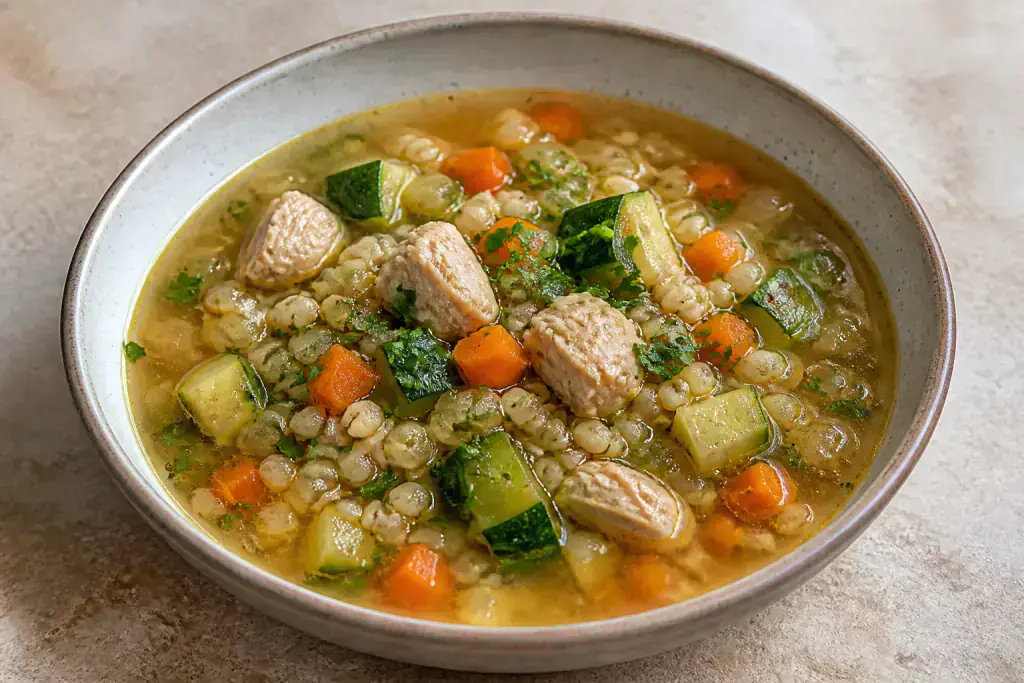 Lebanese Hypertension-Friendly Turkey Barley Vegetable Soup