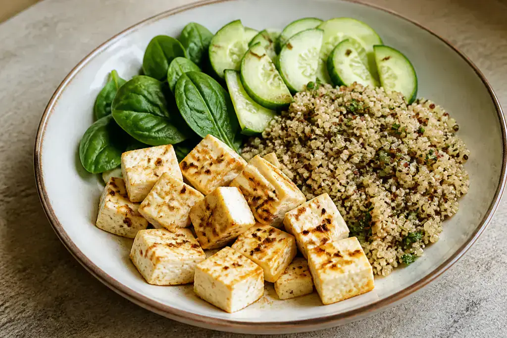 Lebanese Osteoporosis-Support Paneer Quinoa Cucumber Plate