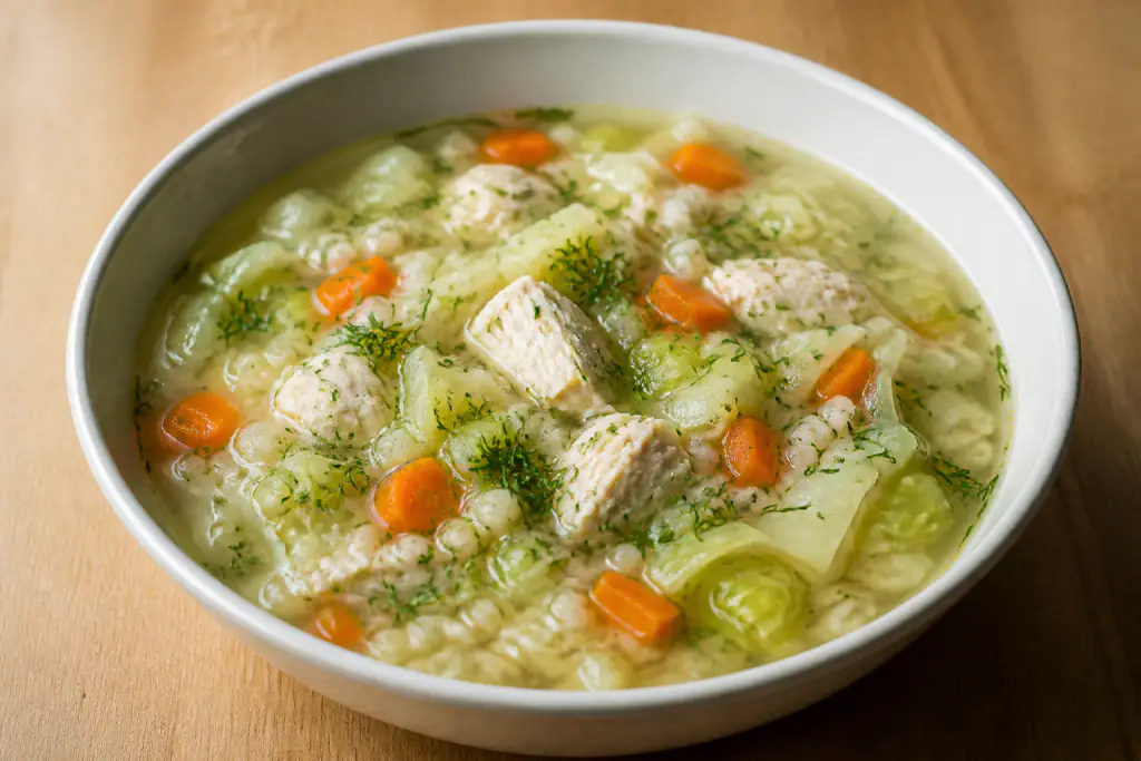 Lithuanian-Inspired Hypertension-Friendly Chicken Oat Cabbage Soup