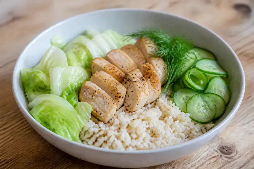 Malaysian Kidney-Caution Rice Cabbage Chicken Bowl