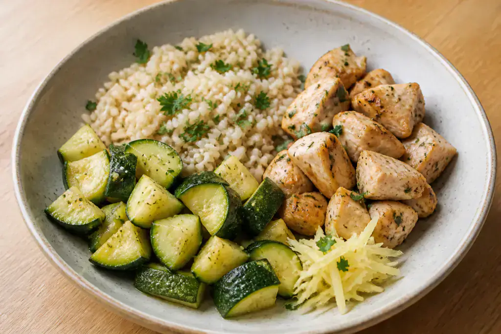 Mexican GERD-Aware Chicken Rice Zucchini Bowl