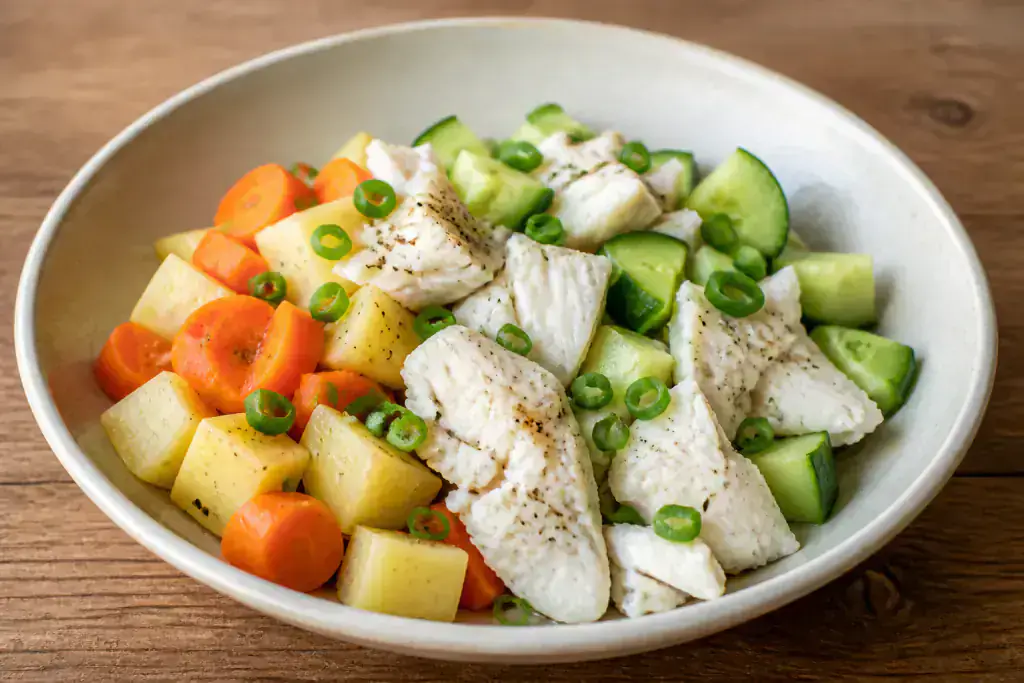 Mexican Low-FODMAP-Style Fish Potato Carrot Bowl