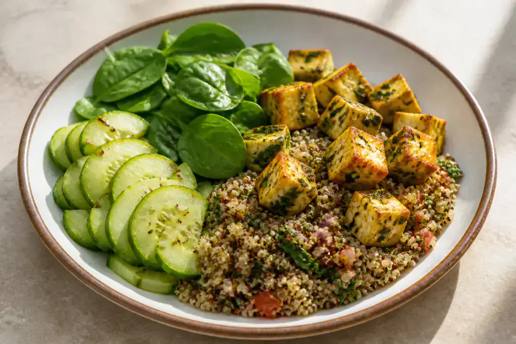 Mexican Osteoporosis-Support Paneer Quinoa Cucumber Plate