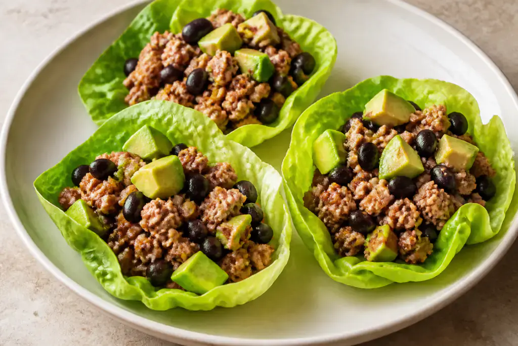 Mexican Turkey Black Bean Lettuce Cups