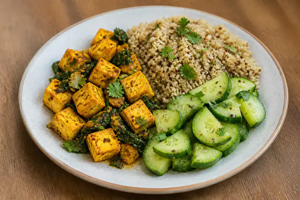 Moroccan Osteoporosis-Support Paneer Quinoa Cucumber Plate