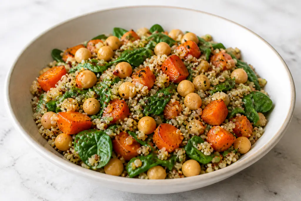 New Zealand-Inspired Vegan Chickpea Quinoa Carrot Bowl