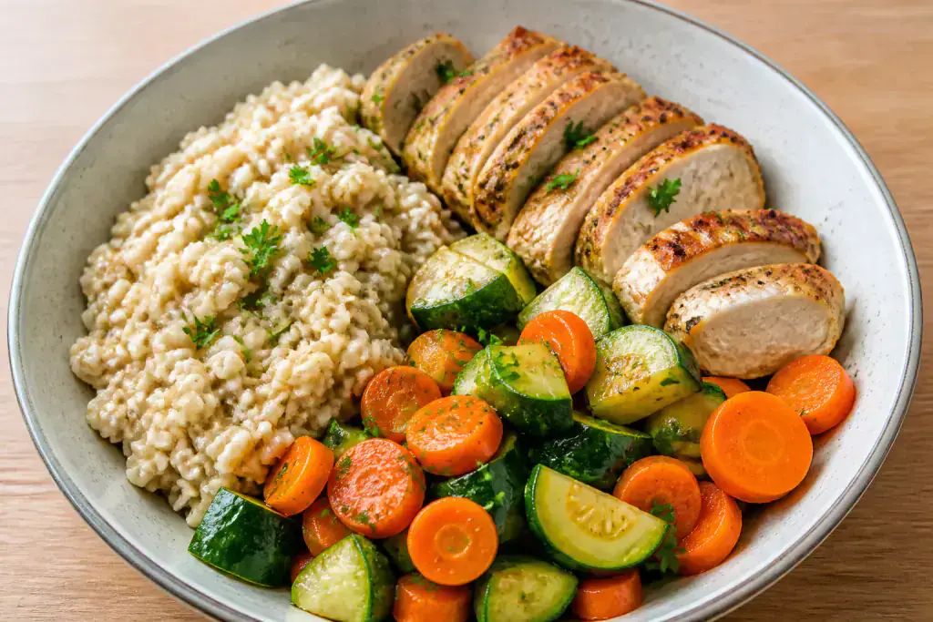 Nigerian Fatty-Liver-Caution Chicken Oat Vegetable Bowl